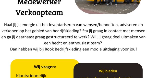 Vacature medewerker Verkoopteam