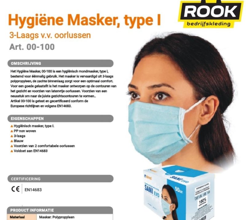 FFP1 Maskers; nu verkrijgbaar